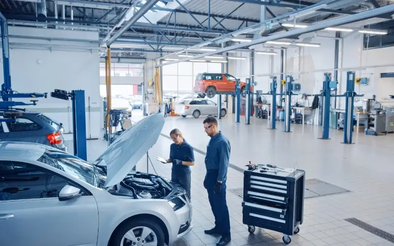 A clean and modern auto repair workshop